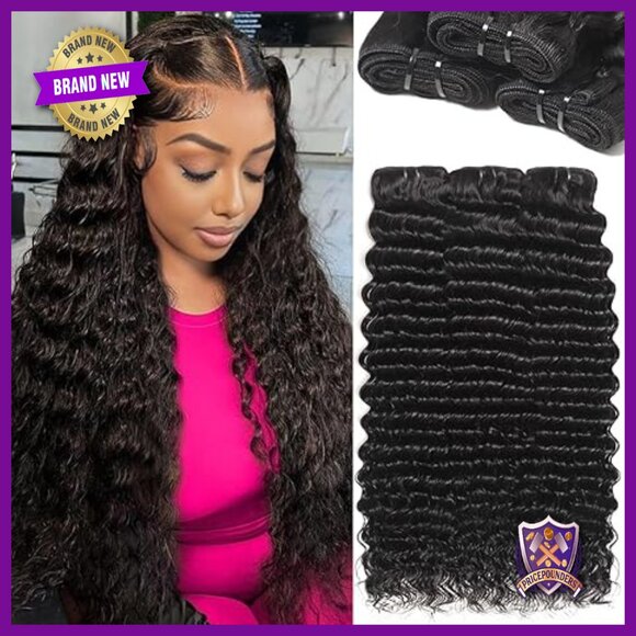 3 Bundles Deep Wave Brazilian Virgin Human Hair Extensions 22-26 Inch main image 4